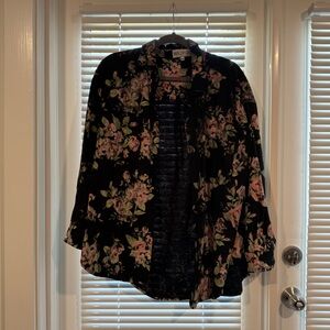 Wildfox Black Floral Oversized Flannel Button Down